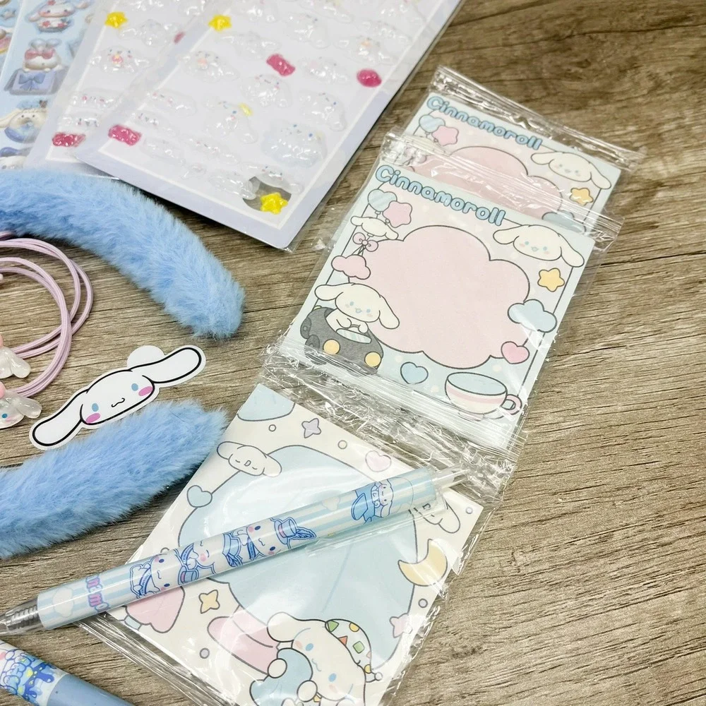 Sanrio Cinnamoroll Stationery Accessory Gift Set Stickers Pens Headband Blue